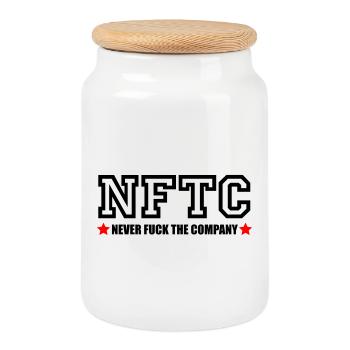 Never fuck the Company - Keksdose mit Holzdeckel - Weiß - Vorne