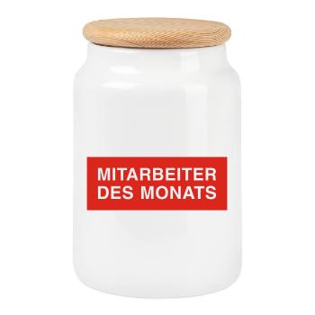 mitarbeiter des monats - Keksdose mit Holzdeckel - Weiß - Vorne