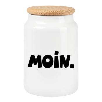 Moin. - Keksdose mit Holzdeckel - Weiß - Vorne