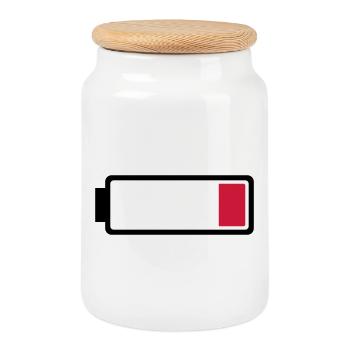 Battery low - Cookie Jar with Wooden Lid - white - Front