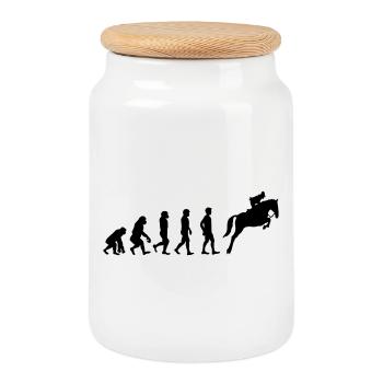 Évolution du cheval - Boîte à biscuits avec couvercle en bois - blanc - Devant
