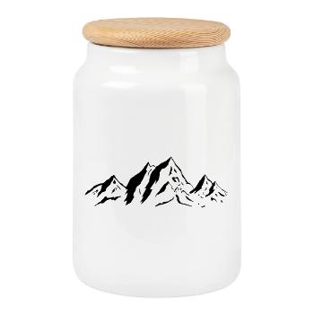 Berge - Keksdose mit Holzdeckel - Weiß - Vorne