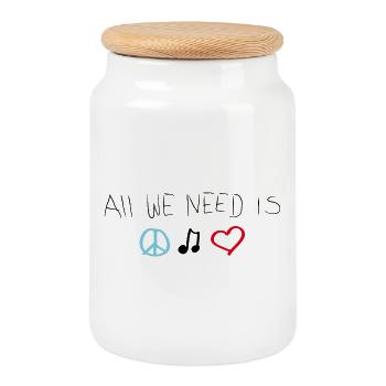 all we need is - Cookie Jar with Wooden Lid - white - Front