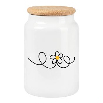 fleur - Boîte à biscuits avec couvercle en bois - blanc - Devant