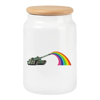 Regenbogenpanzer - Keksdose mit Holzdeckel - Weiß - Vorne