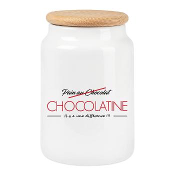 VS Chocolatine Chocolate Bread - Cookie Jar with Wooden Lid - white - Front