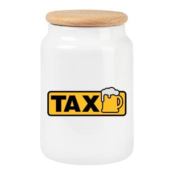 Taxi Bier - Keksdose mit Holzdeckel - Weiß - Vorne