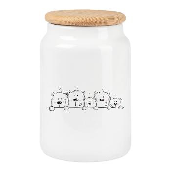 Équipe drôle d'ours je porte la famille forte d'ours polaire - Boîte à biscuits avec couvercle en bois - blanc - Devant