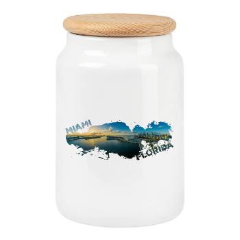 Miami Florida Splash - Keksdose mit Holzdeckel - Weiß - Vorne
