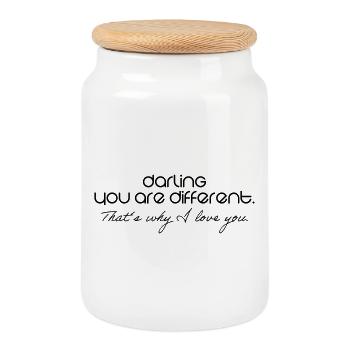 Romantic - Cookie Jar with Wooden Lid - white - Front