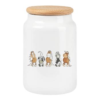 Funny Horses - Horse - Cookie Jar with Wooden Lid - white - Front