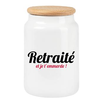 Retraité et je t'emmerde ! - Boîte à biscuits avec couvercle en bois - blanc - Devant