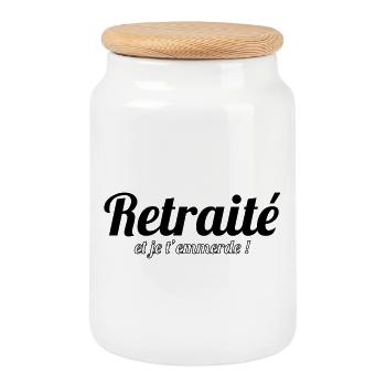 Retraité et je t'emmerde ! - Boîte à biscuits avec couvercle en bois - blanc - Devant