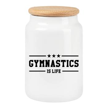 Gymnastics is life - Cookie Jar with Wooden Lid - white - Front