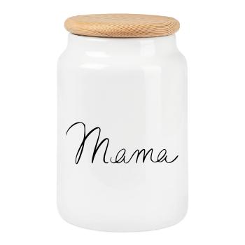 Mom - Cookie Jar with Wooden Lid - white - Front