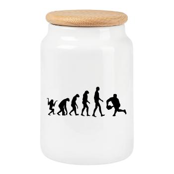 Rugby - Rugbyman - Sport - Fighter - Fight - Boîte à biscuits avec couvercle en bois - blanc - Devant