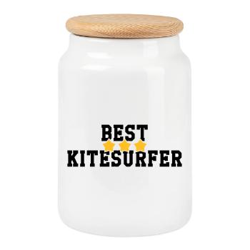Kiteboarding / Kitesurfing / Kitesurf / - Boîte à biscuits avec couvercle en bois - blanc - Devant