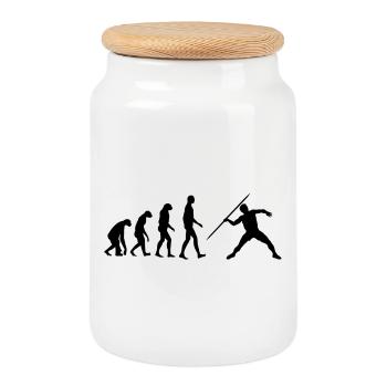 Lancer de Disque / Poids / Javelot / Marteau - Boîte à biscuits avec couvercle en bois - blanc - Devant