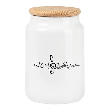 Heartbeat, l'amour pour la musique - Boîte à biscuits avec couvercle en bois - blanc - Devant