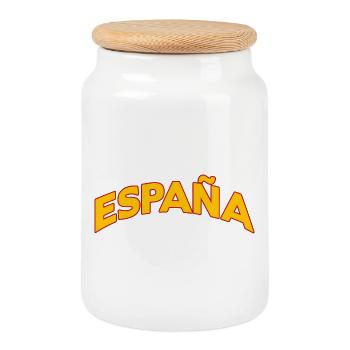 Spanien 5 - Keksdose mit Holzdeckel - Weiß - Vorne