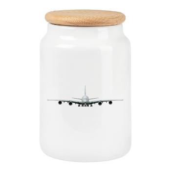 A-380 - Keksdose mit Holzdeckel - Weiß - Vorne