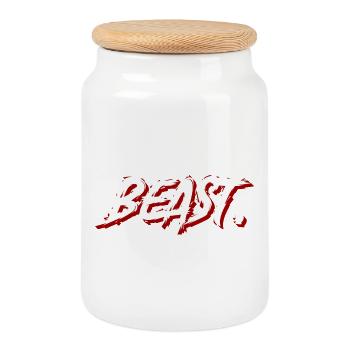 Beast Graffiti Pinseltext - Keksdose mit Holzdeckel - Weiß - Vorne