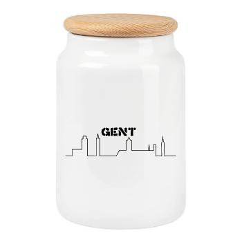 horizon minimaliste de Gand - Boîte à biscuits avec couvercle en bois - blanc - Devant