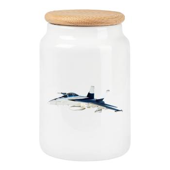F / A-18 Super Hornet | F 18 | F18 | F / A18 | Hornisse - Keksdose mit Holzdeckel - Weiß - Vorne