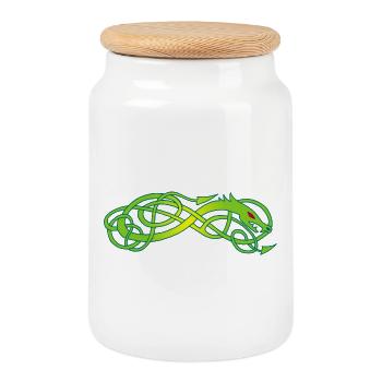 Serpent celte vert - Boîte à biscuits avec couvercle en bois - blanc - Devant