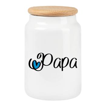 Papa - Boîte à biscuits avec couvercle en bois - blanc - Devant