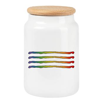 arc-en-ciel lignes lgbtqi queer lgbt csd tshirt - Boîte à biscuits avec couvercle en bois - blanc - Devant