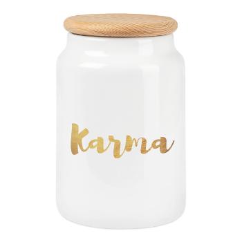 Karma Gold Yoga Handwriting Vibes Luxury Quote om - Cookie Jar with Wooden Lid - white - Front
