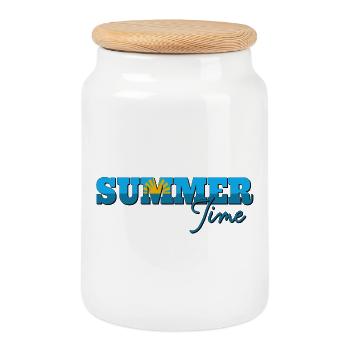 Summer Time - Keksdose mit Holzdeckel - Weiß - Vorne