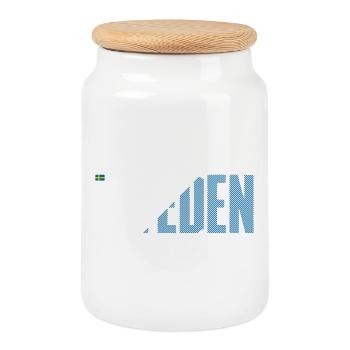 Sweden Bold Flag Typography - Cookie Jar with Wooden Lid - white - Front