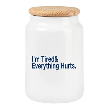 I'm Tired - Cookie Jar with Wooden Lid - white - Front