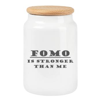 FOMO Ist Stärker Als Ich - Keksdose mit Holzdeckel - Weiß - Vorne
