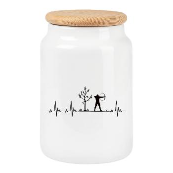 Archery Heartbeat Archer Pulse - Cookie Jar with Wooden Lid - white - Front