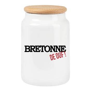Bretonne de ouf - Boîte à biscuits avec couvercle en bois - blanc - Devant