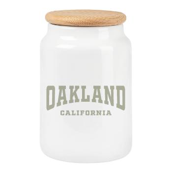 Oakland California Typography Tee - Cookie Jar with Wooden Lid - white - Front