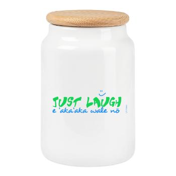 E 'aka'aka wale no - Cookie Jar with Wooden Lid - white - Front