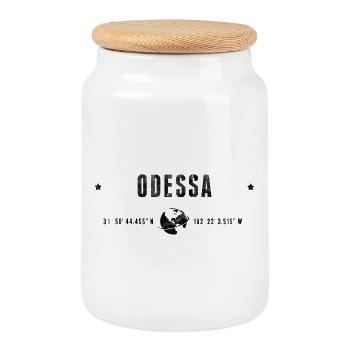 Contact Details Odessa Ukraine Vintage - Cookie Jar with Wooden Lid - white - Front