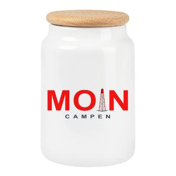 Moin Leuchtturm Campen, Nordsee, Deutschland - Keksdose mit Holzdeckel - Weiß - Vorne