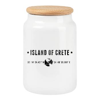 Crète Coordonnées Géographiques Stylisées - Boîte à biscuits avec couvercle en bois - blanc - Devant
