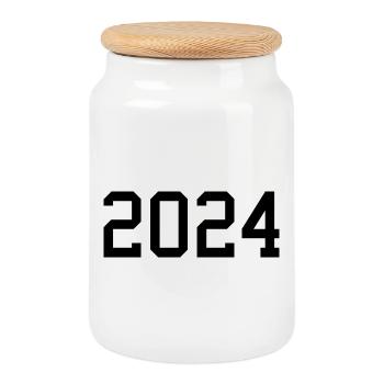 2024 weiß Silvester Neujahr schwarz - Keksdose mit Holzdeckel - Weiß - Vorne