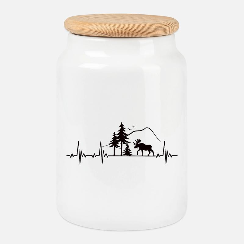 Elch Heartbeat Geschenk - Keksdose mit Holzdeckel - Weiß