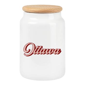 Script rétro d’Ottawa - Boîte à biscuits avec couvercle en bois - blanc - Devant