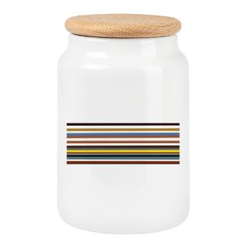 Design Classics Striped Pattern Vintage - Cookie Jar with Wooden Lid - white - Front