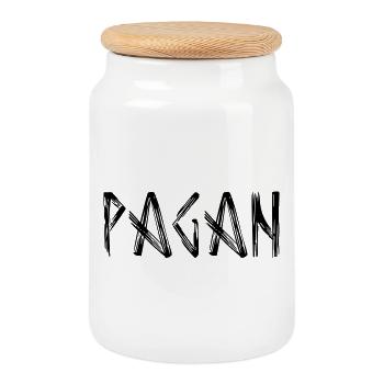Pagan Schriftzug Logo - Keksdose mit Holzdeckel - Weiß - Vorne