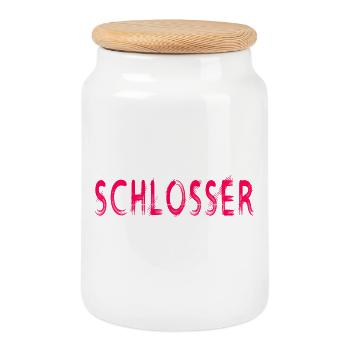 Schlosser Handwerker Design - Keksdose mit Holzdeckel - Weiß - Vorne