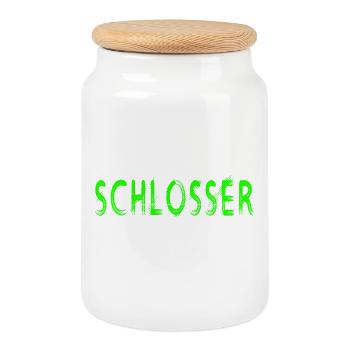 Schlosser Handwerker Design - Keksdose mit Holzdeckel - Weiß - Vorne